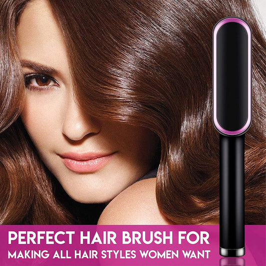2-in-1 Electric Hair Straightener & Curler Brush – Heating Styling Comb, Multicolor