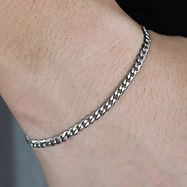 Silver Stainless Steel Chain Bracelet for Boys