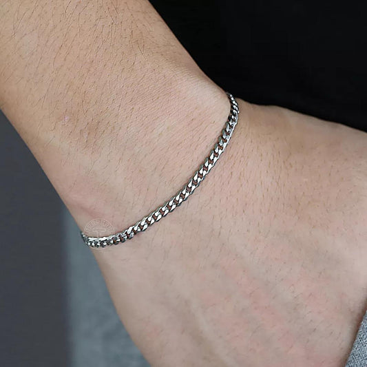 Silver Stainless Steel Chain Bracelet for Boys