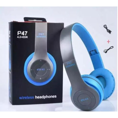 P47 Wireless Bluetooth Foldable Headphones with Mic, FM & TF Support
