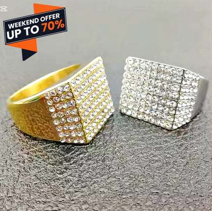 Gold Plated Vintage Zirconia Ring for Men