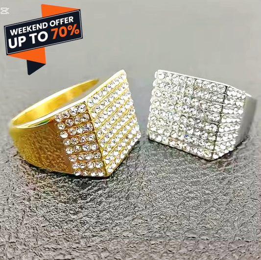 Gold Plated Vintage Zirconia Ring for Men