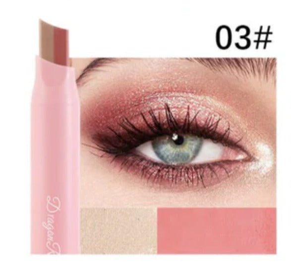 2-in-1 Double Color Gradient Velvet Eyeshadow Stick – Waterproof Shimmer Eye Makeup