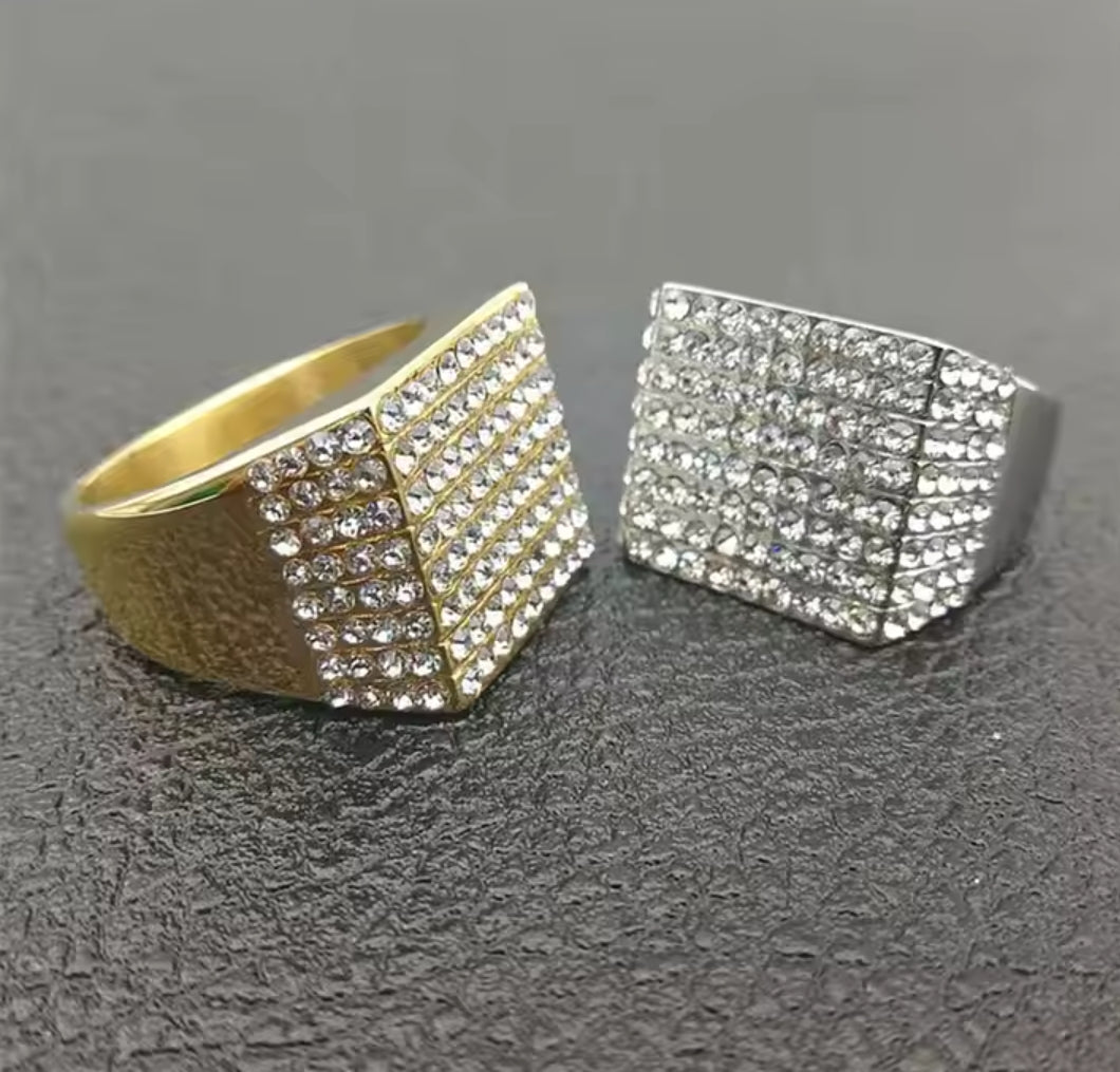 Gold Plated Vintage Zirconia Ring for Men