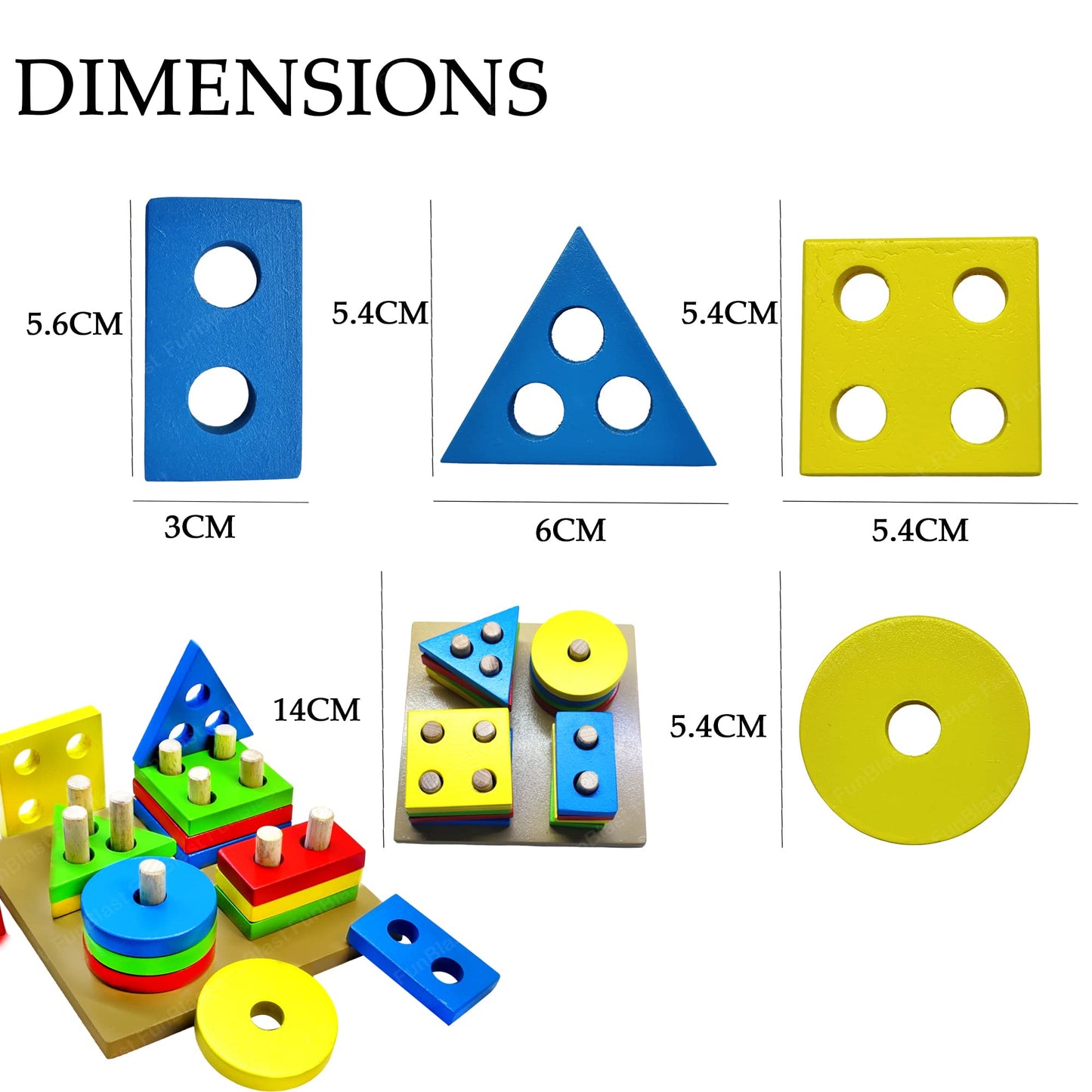 Wooden Geometric Shape Sorter Puzzle – Educational Four Column Matching Blocks Toy