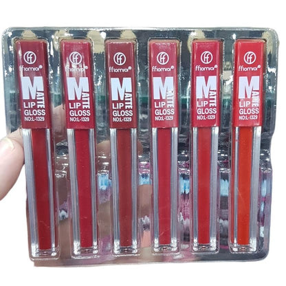 6 pcs Nude Red Matte Lipgloss Liquid Lipstick Set of 6 Shades Matte Nude Colors Lip Sticks