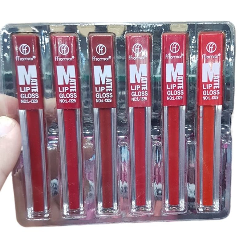 6 pcs Nude Red Matte Lipgloss Liquid Lipstick Set of 6 Shades Matte Nude Colors Lip Sticks
