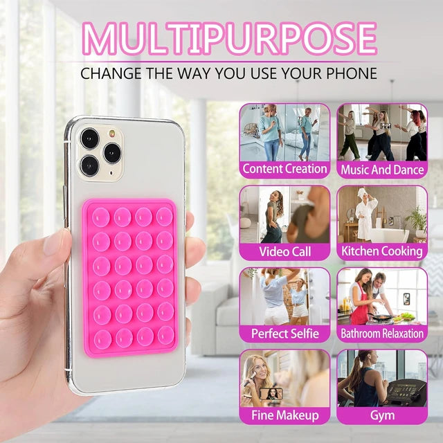 Multifunctional Silicone Suction Cup Phone Holder – Anti-Slip Wall Stand & Case Mount Sticker