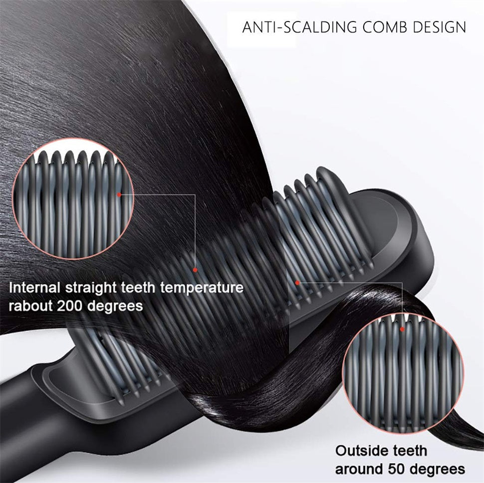 2-in-1 Electric Hair Straightener & Curler Brush – Heating Styling Comb, Multicolor