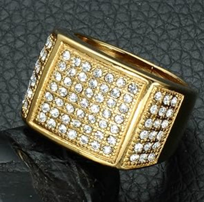 Gold Plated Vintage Zirconia Ring for Men