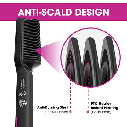 2-in-1 Electric Hair Straightener & Curler Brush – Heating Styling Comb, Multicolor
