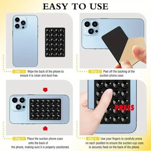 Multifunctional Silicone Suction Cup Phone Holder – Anti-Slip Wall Stand & Case Mount Sticker