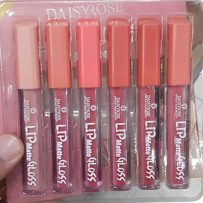 6 pcs Nude Red Matte Lipgloss Liquid Lipstick Set of 6 Shades Matte Nude Colors Lip Sticks