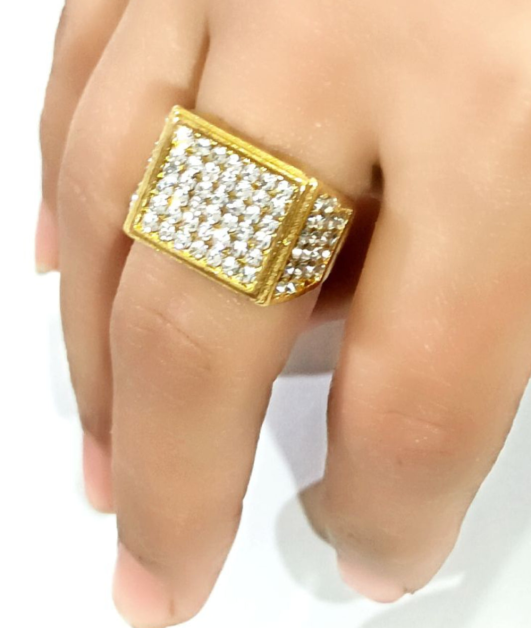 Gold Plated Vintage Zirconia Ring for Men