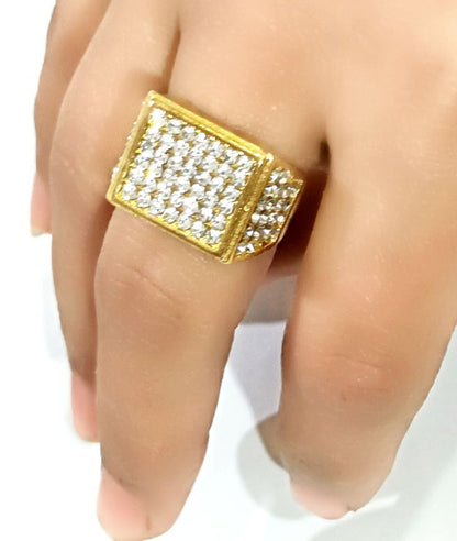 Gold Plated Vintage Zirconia Ring for Men