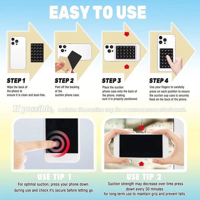 Multifunctional Silicone Suction Cup Phone Holder – Anti-Slip Wall Stand & Case Mount Sticker