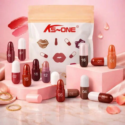 6LMG BROTHS 12/18 Color Capsule Lipstick Set – Silky Smooth Matte Finish Mini Lipstick Pods