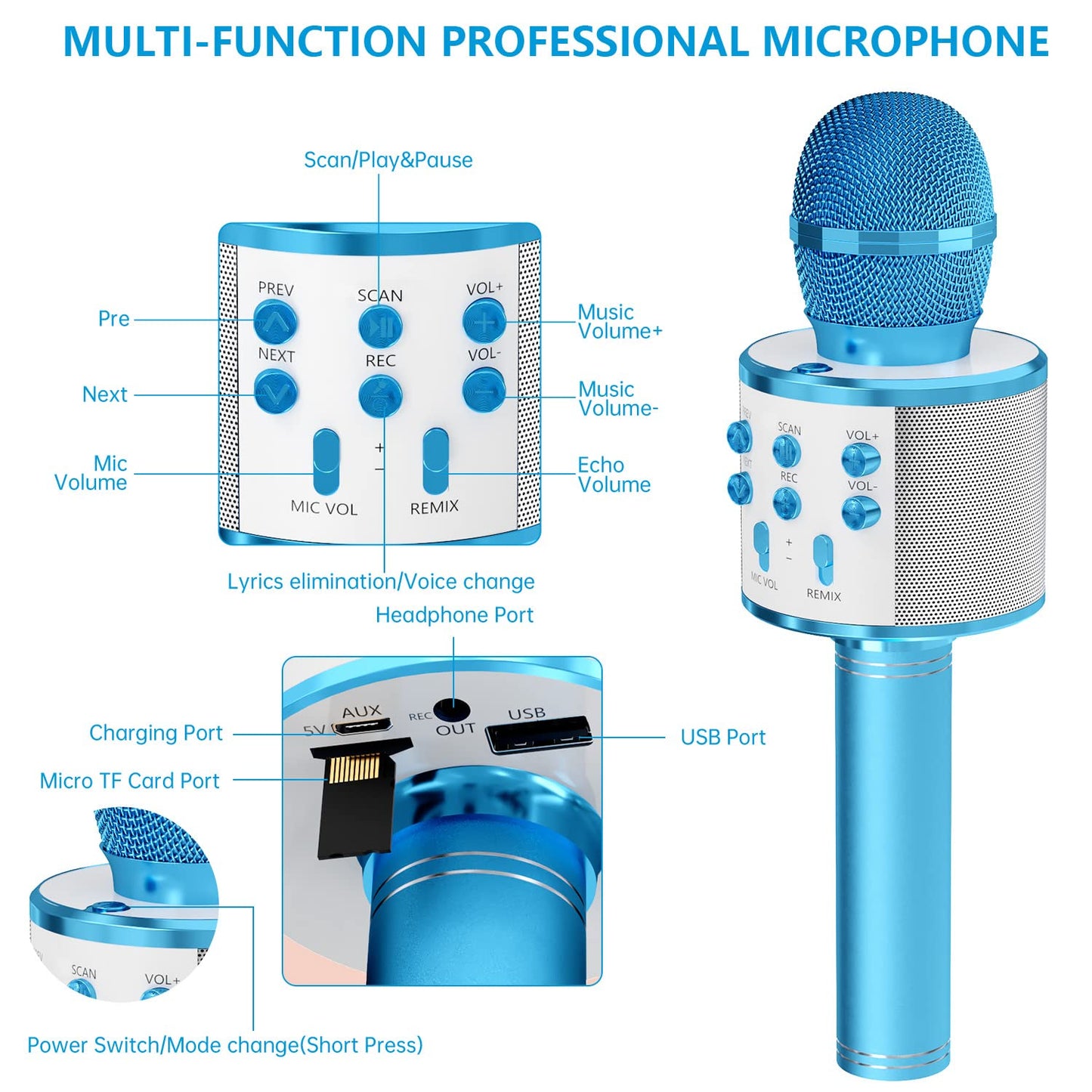 Kids Wireless Bluetooth Karaoke Microphone – Portable Singing Toy for Boys & Girls