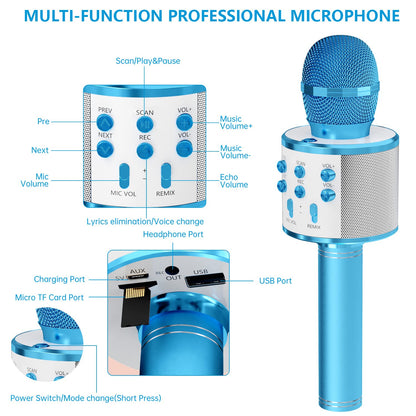 Kids Wireless Bluetooth Karaoke Microphone – Portable Singing Toy for Boys & Girls