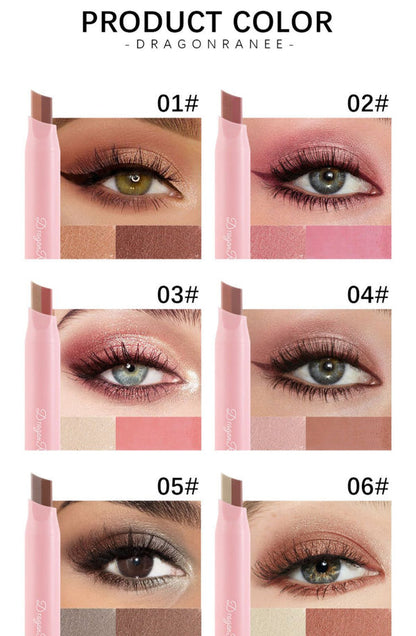 2-in-1 Double Color Gradient Velvet Eyeshadow Stick – Waterproof Shimmer Eye Makeup