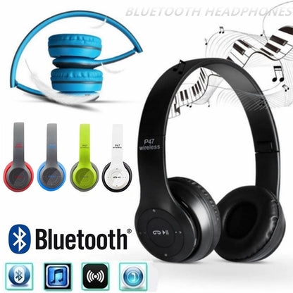 P47 Wireless Bluetooth Foldable Headphones with Mic, FM & TF Support