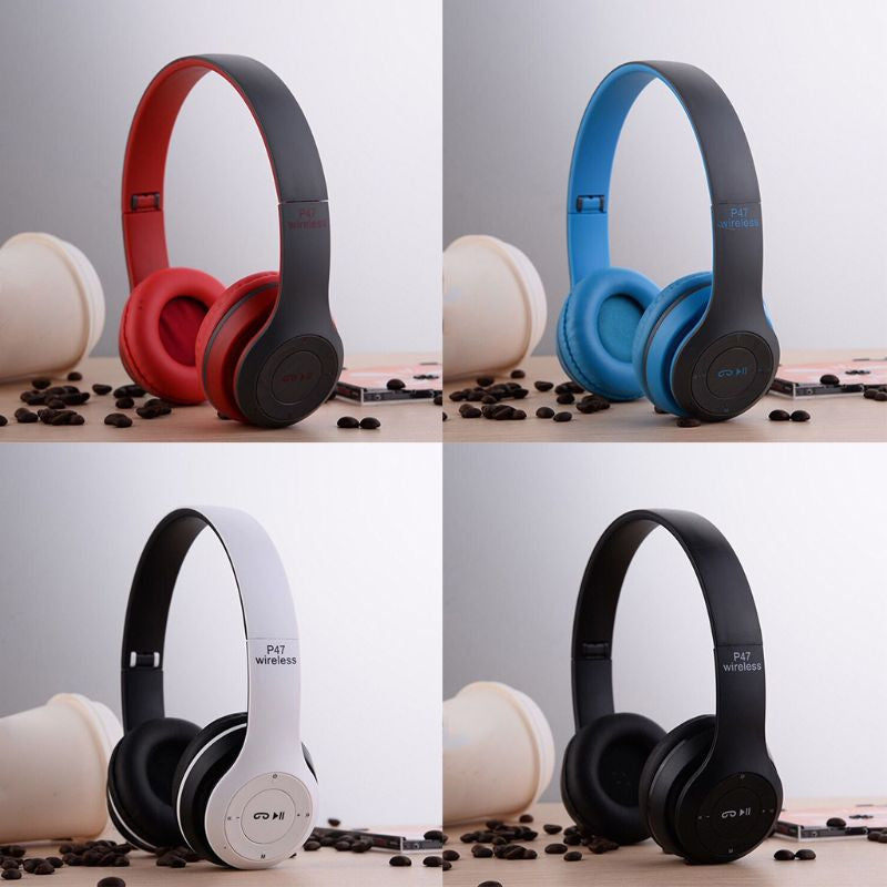 P47 Wireless Bluetooth Foldable Headphones with Mic, FM & TF Support